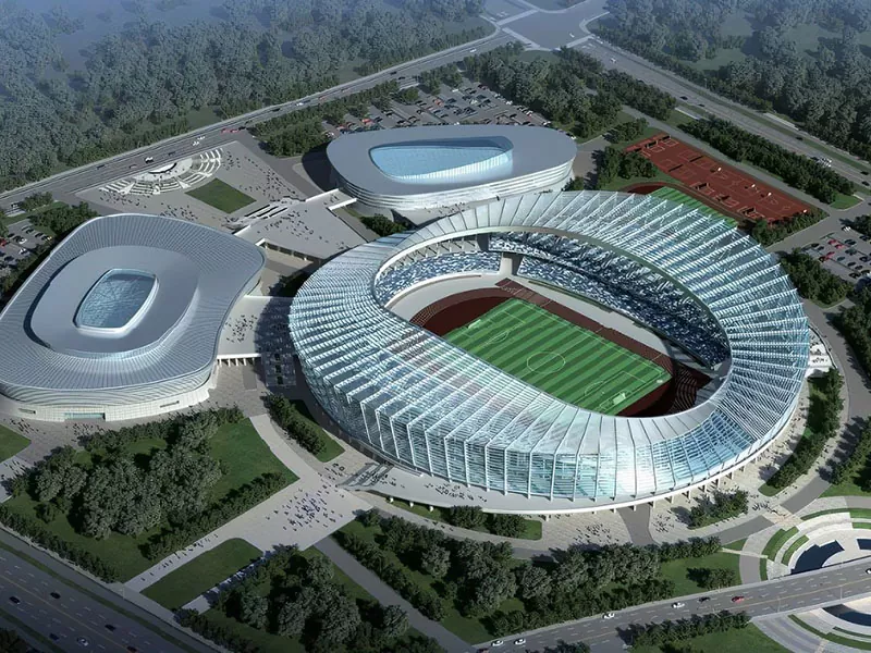 Strukturë çeliku e para-prodhuar për Kompleksin e Qendrës Sportive Strukturë çeliku e para-prodhuar për Kompleksin e Qendrës Sportive