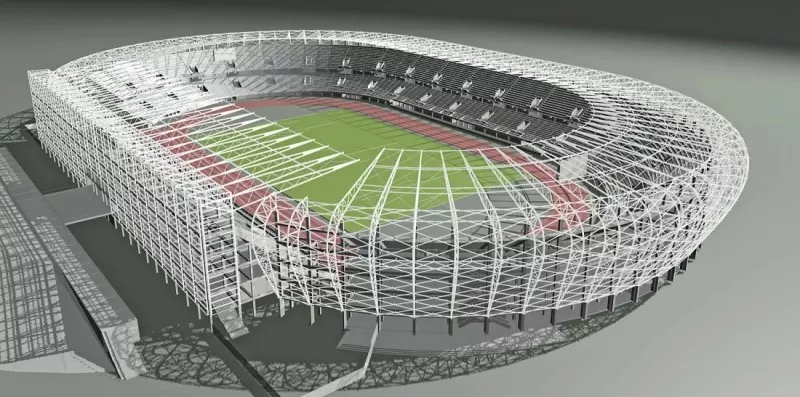 Stadiumi në ajër të hapur me strukturë çeliku Stadiumi në ajër të hapur me strukturë çeliku